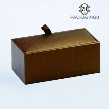 Brown rectanguar cardboard cufflink packaging box