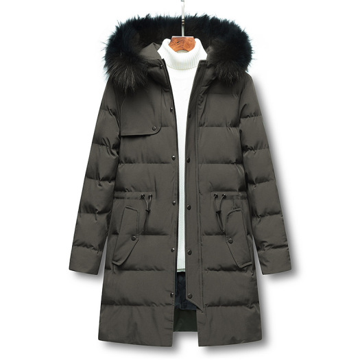 Winter New Men's Long Warm Hooded Cotton Coat