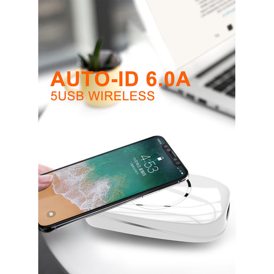 5 USB AUTO-ID Wireless Desk Charger