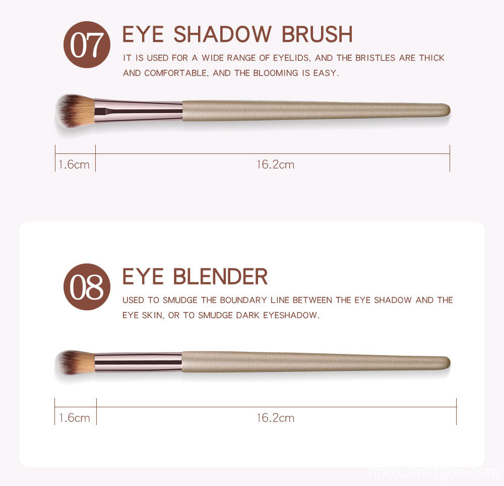 10 Piece Champagne Gold Makeup Brushes -4