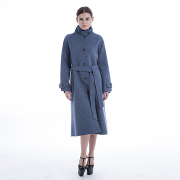 Single-breasted blue cashmere overcoat