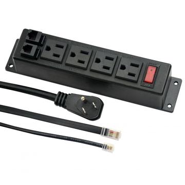 US 4-Outlets Power Unit With Internet&Phone Port&Switch