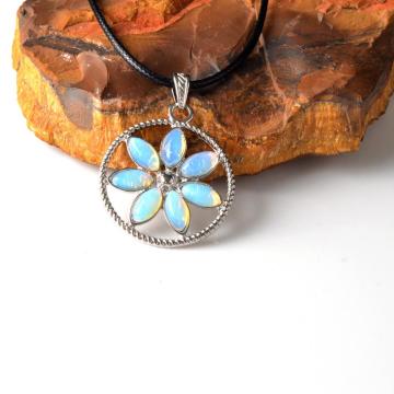 Chakras Stone Flower of Life Pendant Necklace