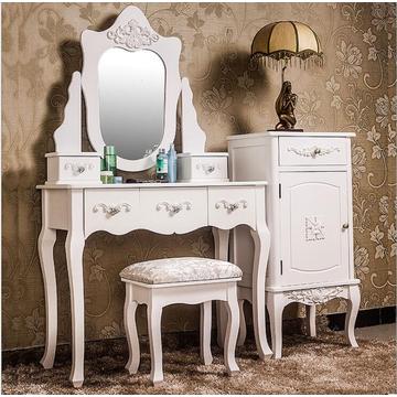 100% solid wood  mirrored dressing table with stool