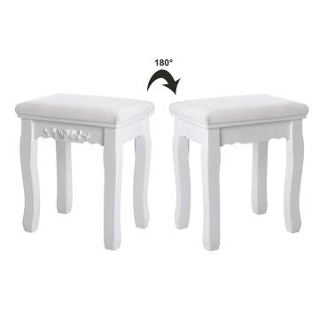 Large Dressing Table Set with Tri-fold Mirror Make-up Desk and Cushioned Stool 4 Drawers