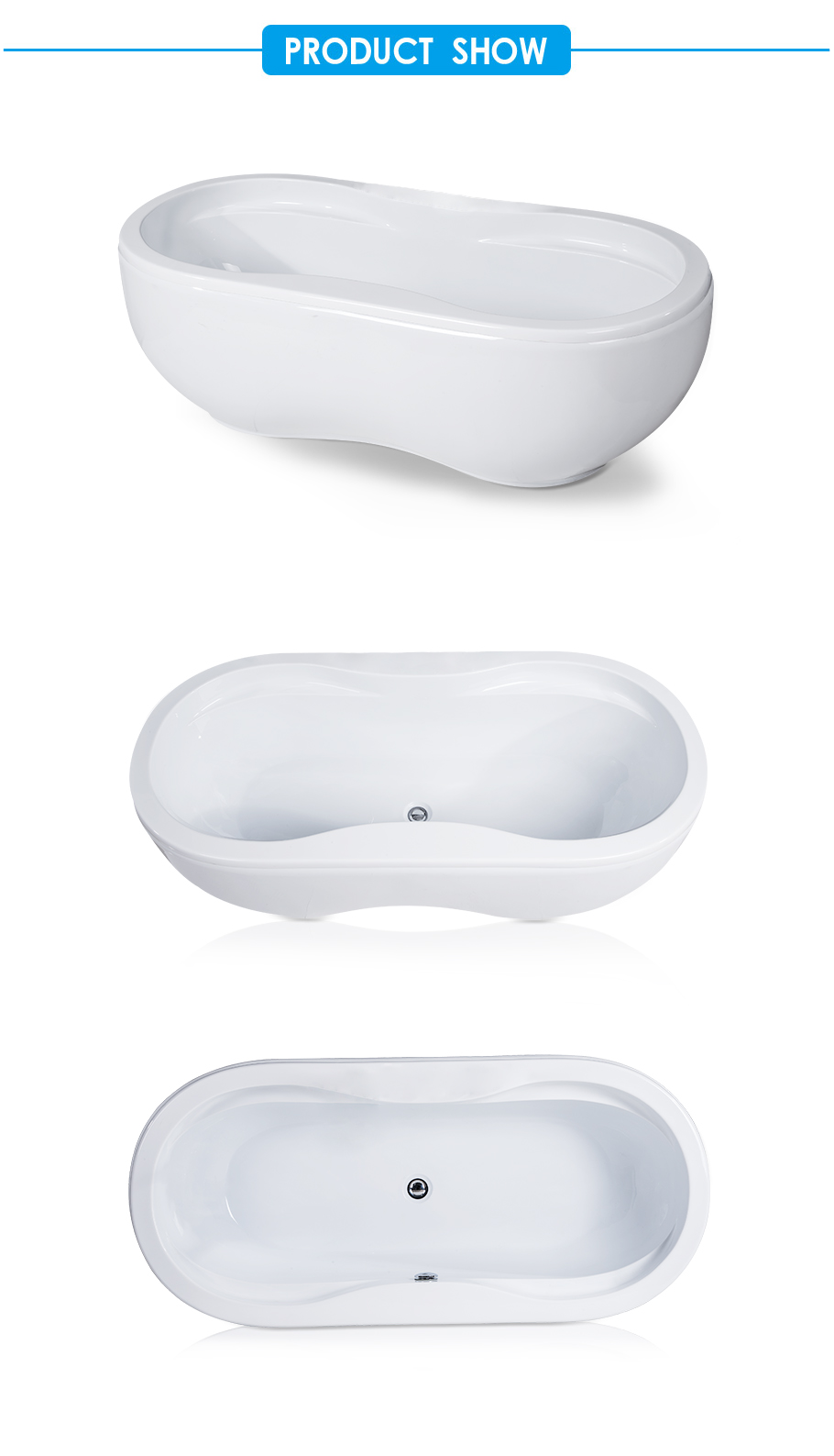 Peanut Shape Acrylic Bathtub in White