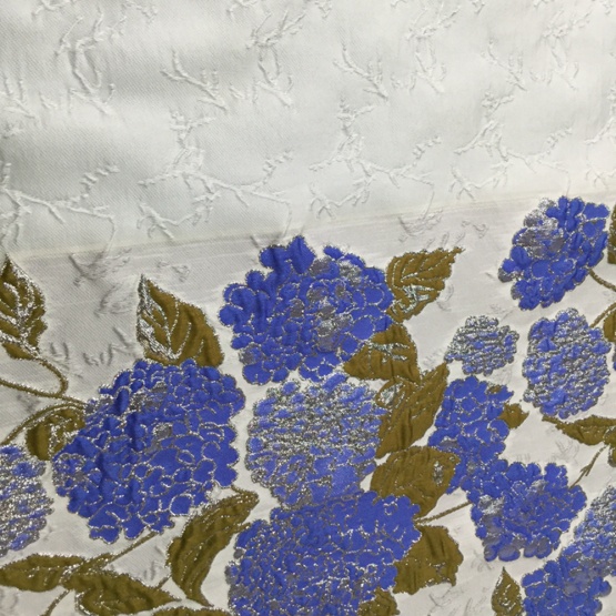 Blue Navy Flower Jacquard Brocade Fabric