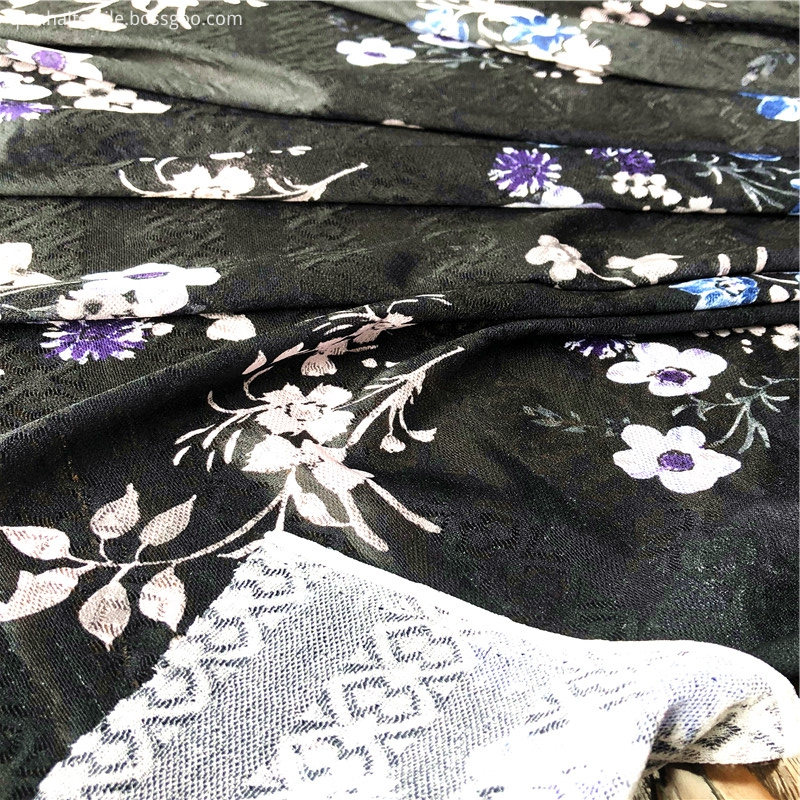 floral printing on jacquard mesh fabric