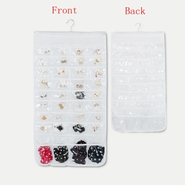 40 Pockets Hanging Jewelry non-woven Organizer transparent Storage Bag