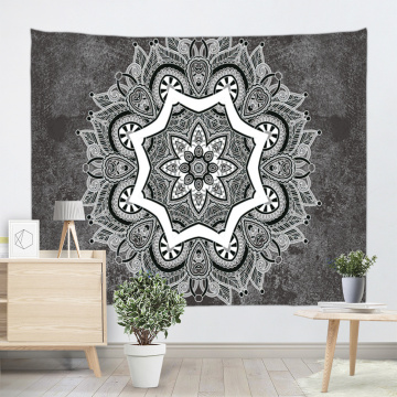 Bohemian Tapestry Wall Hanging Mandala Indian Boho Hippie Grey Wall Tapestry Psychedelic for Livingroom Bedroom Dorm Home Decor