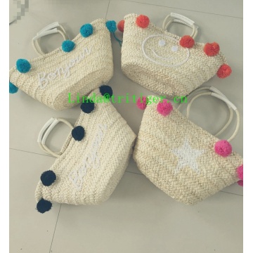 Eco-friendly Handmade Straw Weave Shoulder Handbag Tassel