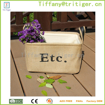 Foldable fabric basket printed cotton jute storage box fabric Storage Basket