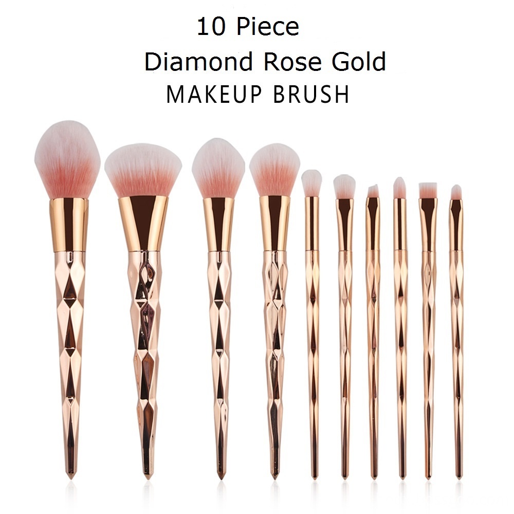 10 Pcs Diamond Rose Gold Makeup Brushes Sets 1-1