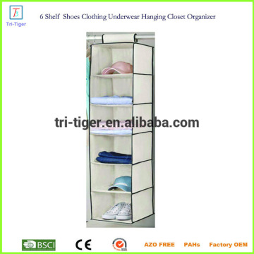 6 Shelf Shoes Clothing Underwear Hanging Closet Organizer