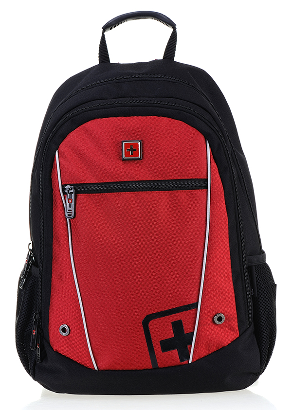 Red and black school backpack