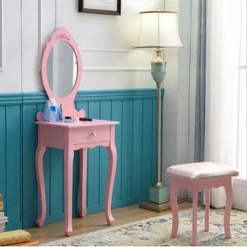 Luxury design one drawer simple mirrored dressing table with stool