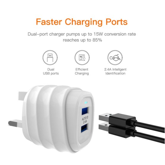 Dual Port Mobile Phone Charger USB Wall Charger