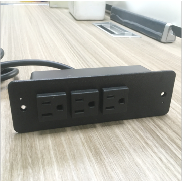3 sockets recessed cover electrical power strip