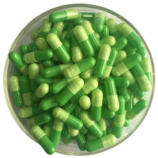 Gelatin empty green capsule for health care product