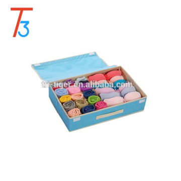 Fabric Foldable Underwear Sock Storage Box Closet Organizer with Cover