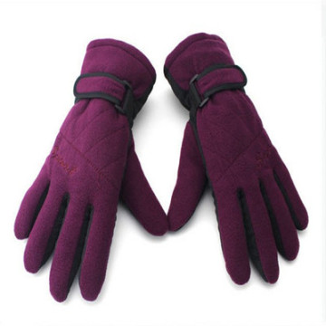 Grey Color Double Layers Winter Warm Fleece Gloves