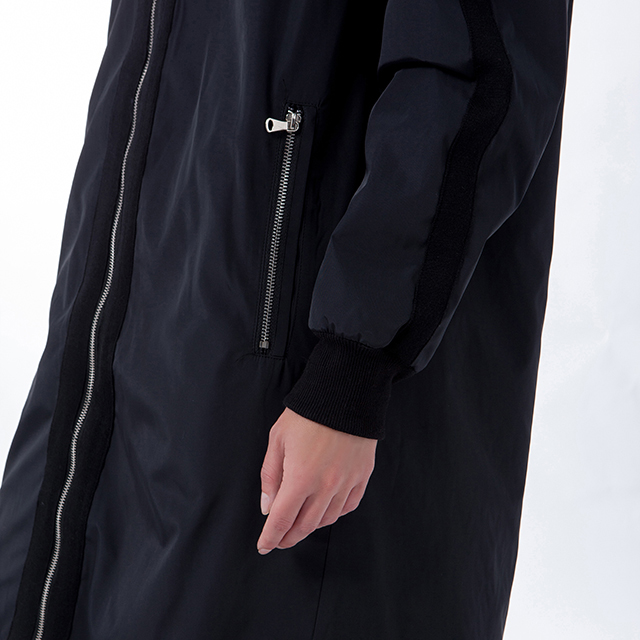 Black fur cashmere winter coat sleeve