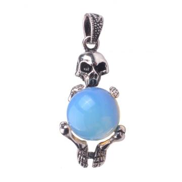 Gems Precious Opal Jewelry Skull Silver Pendant