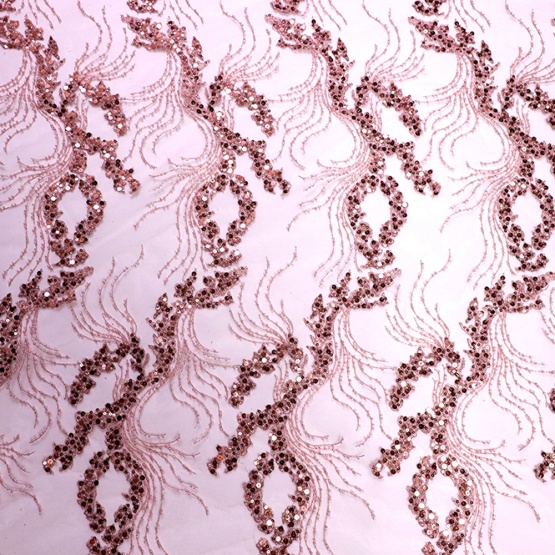 Dirty Pink Sequin Embroidery Mesh Lace