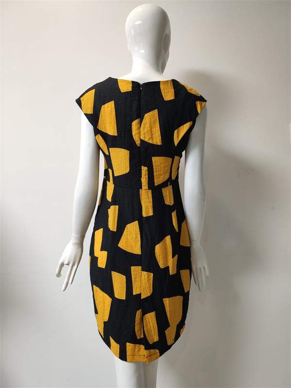 Woman Black and Yellow Mosaic Dress