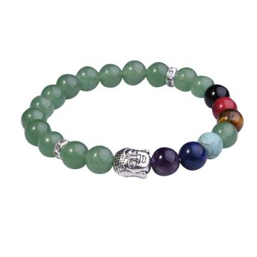 7 Chakra Gemstone Beads Buddhism & Buddha Alloy Aventurine Beads Bracelet