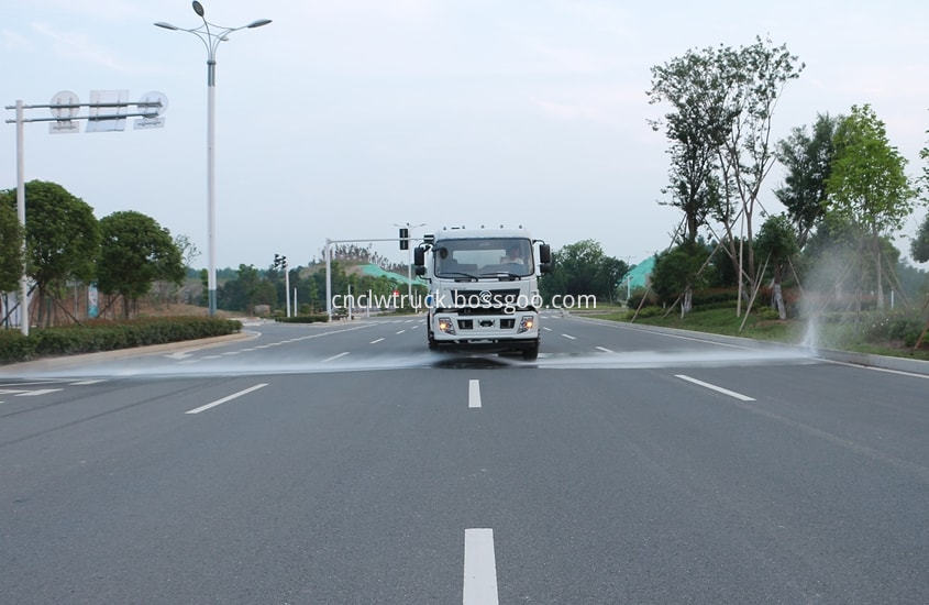 water tank truck in action