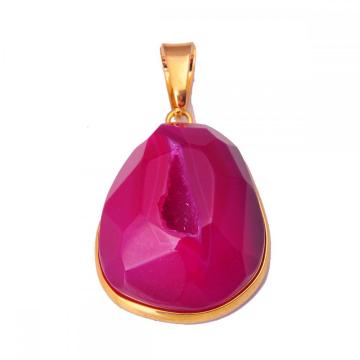 Amethyst Aagate pendant Gold Chain Necklace