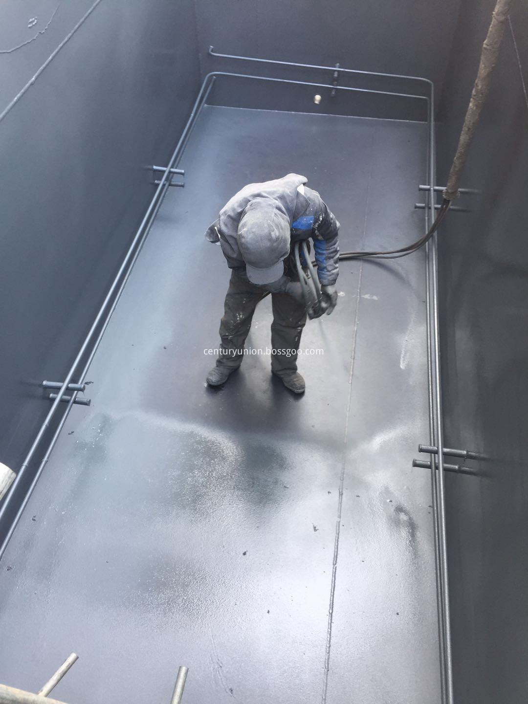 Solvent-free polyurea floor process