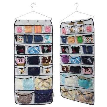 42 pockets over the door fabric hanging organizer bag for underwear socks white