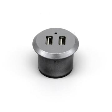 Round Concealed Socket With Two Usb Ports