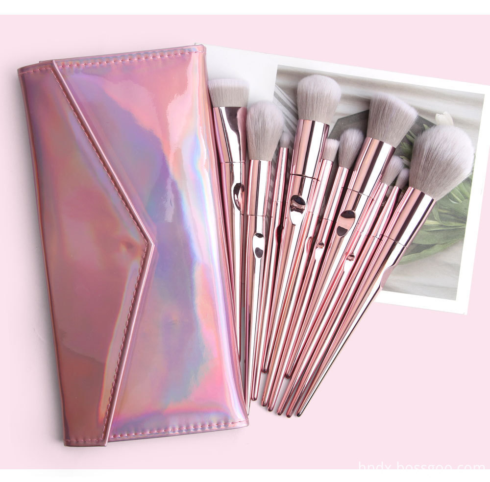 10 Piece Rose Gold Makeup Brushes Set 5