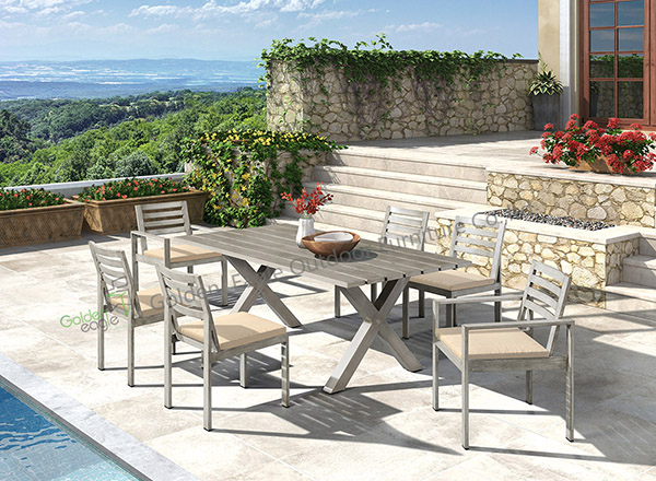 outdoor aluminium dining table and chair