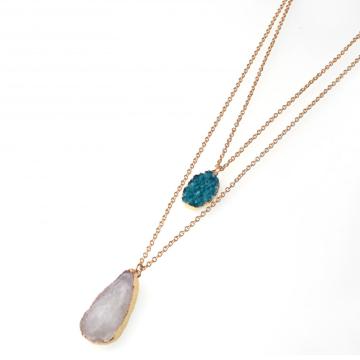 Double Layered Natural Crystal Points Waterdrop Necklace