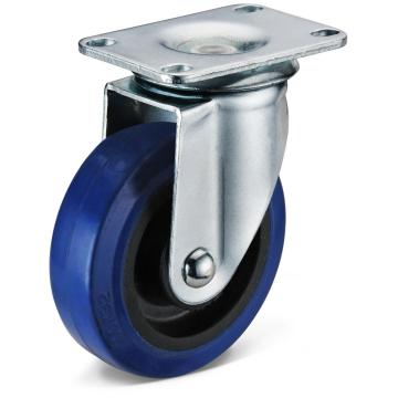 Flat Plate Swivel with Side Brake Elastic Rubber Caster