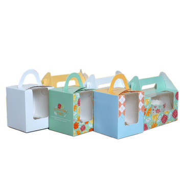Colored cupcake bakery boxes with handle
