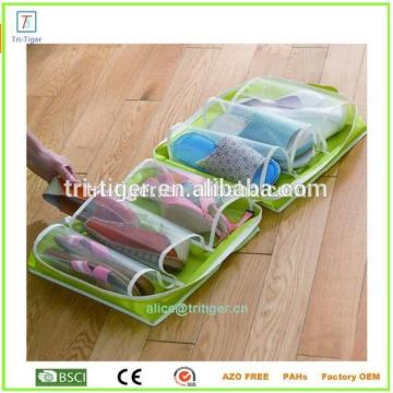 100% Polyester 6 Clear Pocket Under Bed Shoe Storage Hanging Travel bag with Shoe Compartment