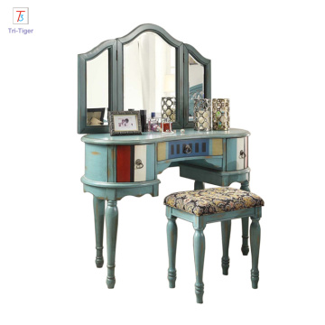 Cosmetics desk home decoration white makeup table mirrored bedroom dresser