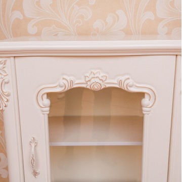 French style white Wood wine Cabinet