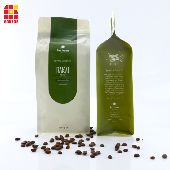 Flat bottom pouch 250gsm coffee bag