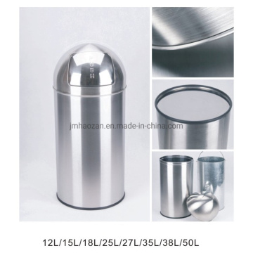 Push-Type Stainless Steel Dust Bin