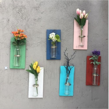 Colorful wood rack Wall hanging air plants holder