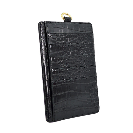 Badge Holder leather Retractable Lanyard Credit Card Case