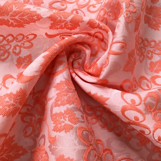 Orange Silk Print Upholstery Jacquard Fabric