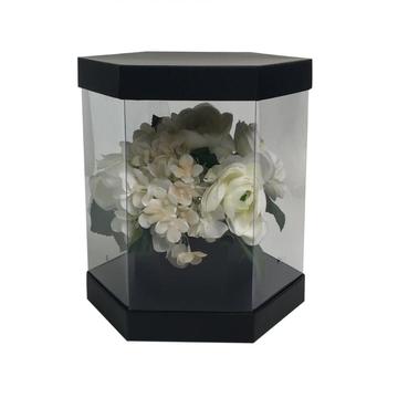 Hexagonal plastic clear valentine flower box
