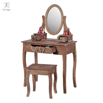 Home furniture natural solid dressing table mirrors bedroom dresser